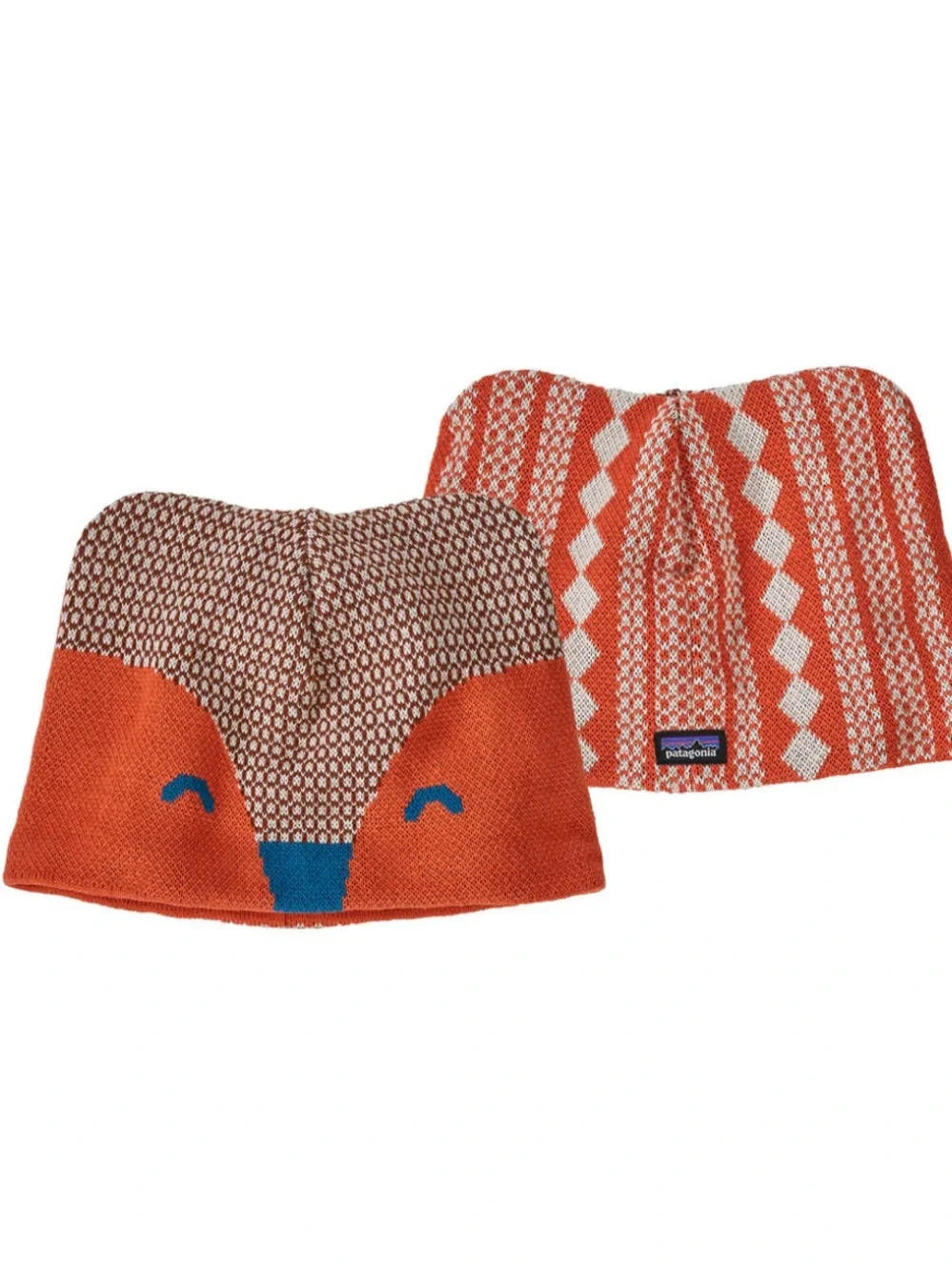 Patagonia Baby Animal Friends Beanie Fox Knit Hat Orange Reversible Fair Trade